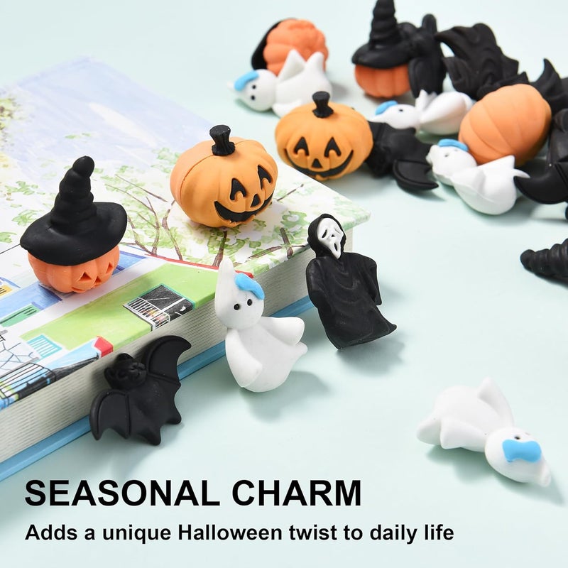 DOMG 25Pcs 3D Halloween Erasers for Kids, Cute Mini Pumpkin Ghost Bat Erasers Bulk for Halloween Party Favors Goody Bag Filler Gifts - Image 4